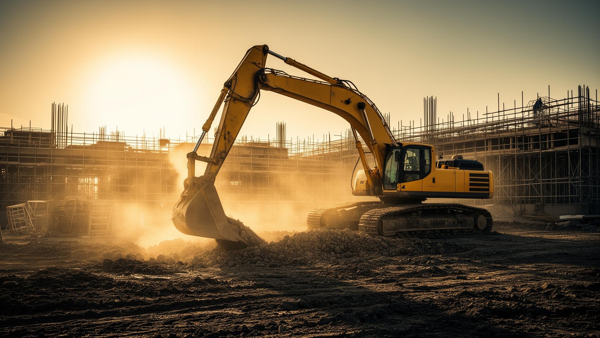 Heavy excavator at a construction site